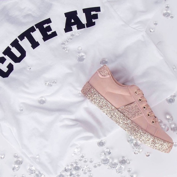 🅛🅐🅢🅣 9 Street wear blush sneaker, rose glitter - Picture 4 of 5